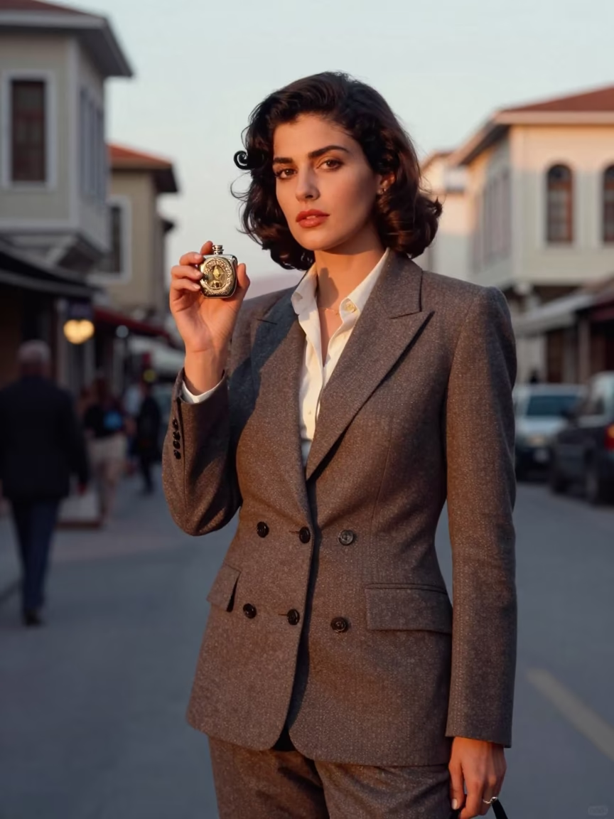 High Fashion Portrait in Izmir Turkey Early Evening Street Style in in Izmir, Turkey
