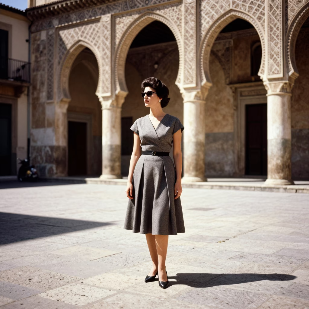 High Fashion Portrait in Palermo Italy Midday Sunlight and Urban Detail in in Palermo, Italy