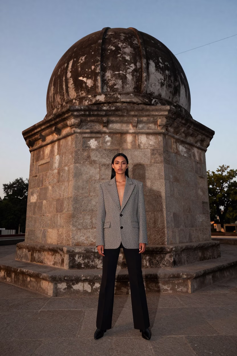High Fashion Street Portrait in Hyderabad Early Evening Near Stone Observatory in in Hyderabad, India