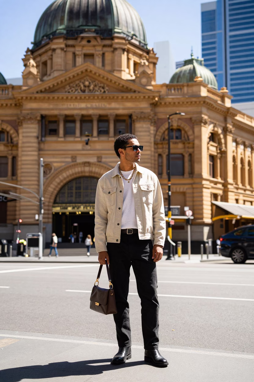 High Fashion Street Style in Adelaide South Australia Noon Sunlight Urban Fashion in in Adelaide, South Australia, Australia