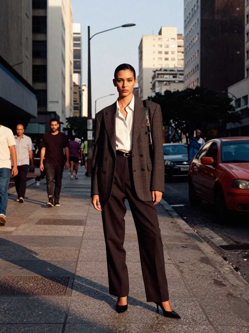 High Fashion Street Style in São Paulo Brazil Afternoon Urban Portrait in in São Paulo, Brazil