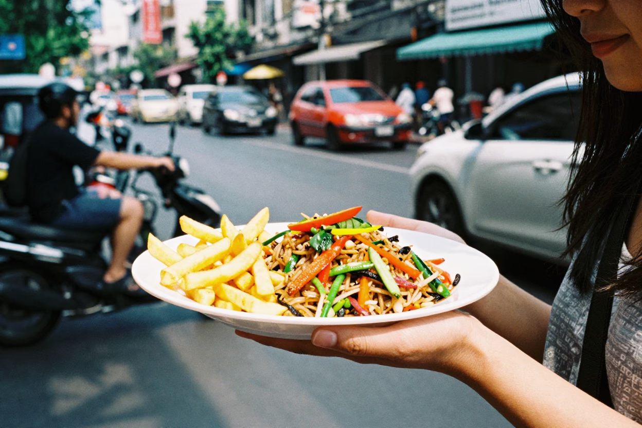 High Fashion Street Style Noon Bangkok Thailand Lomo Saltado Plate in in Bangkok, Thailand
