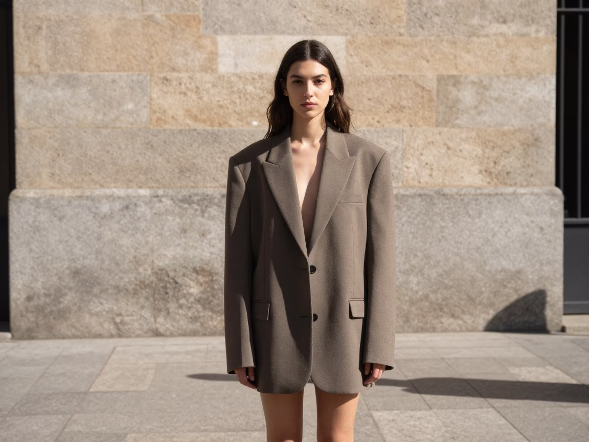 High Fashion Street Style Portrait in Madrid Spain Midday Sunlight in in Madrid, Spain