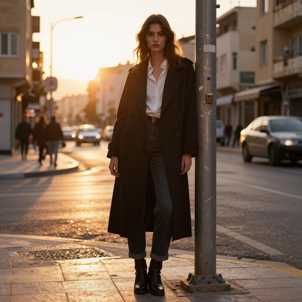 High Fashion Sunset Portrait in Beirut Lebanon with Iron Deadbolt Detail in in Beirut, Lebanon