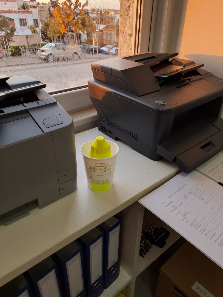 Highlighter Cup on Workshop Shelf Near Antalya in on a workshop shelf near Antalya