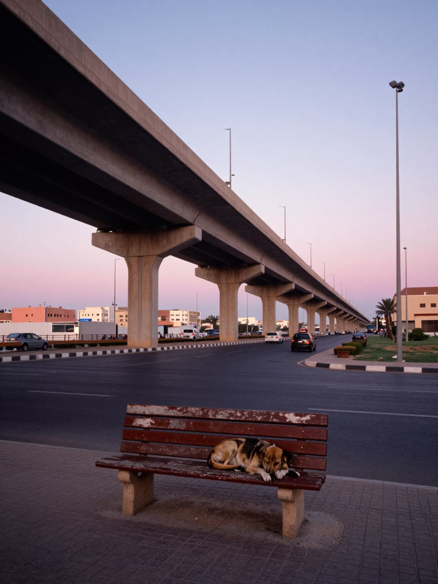 Highway Flyover at Blue Hour in Casablanca in in Casablanca, Morocco