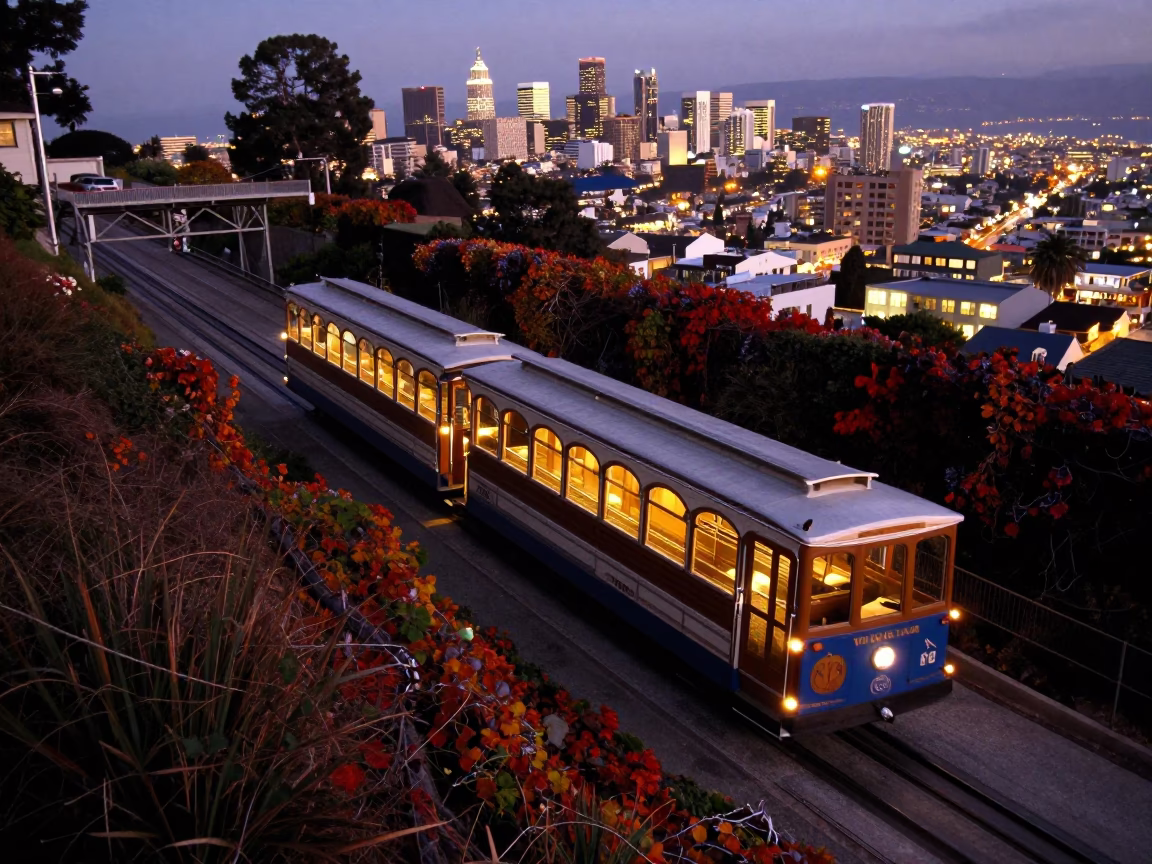 Hill Ascent in San Diego at As City Lights Begin To Glow in in San Diego, California, United States