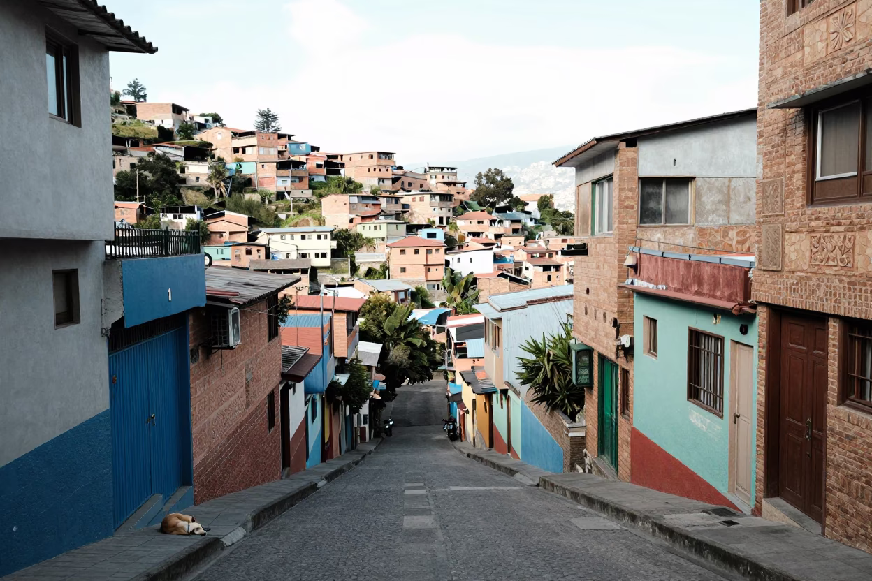 Hillside Alleyway in Medellin in in Medellin, Colombia
