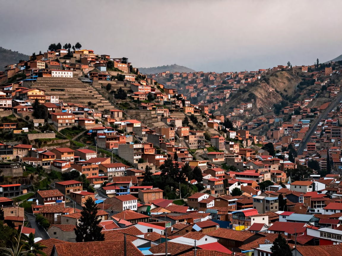 Hillside Cityscape in La Paz in in La Paz, Bolivia
