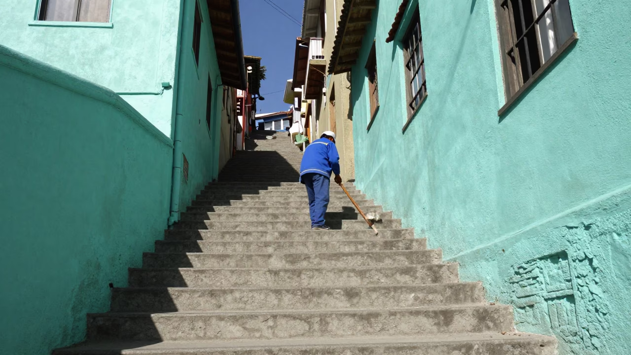 Hillside Stairs in Valparaiso in in Valparaiso, Chile