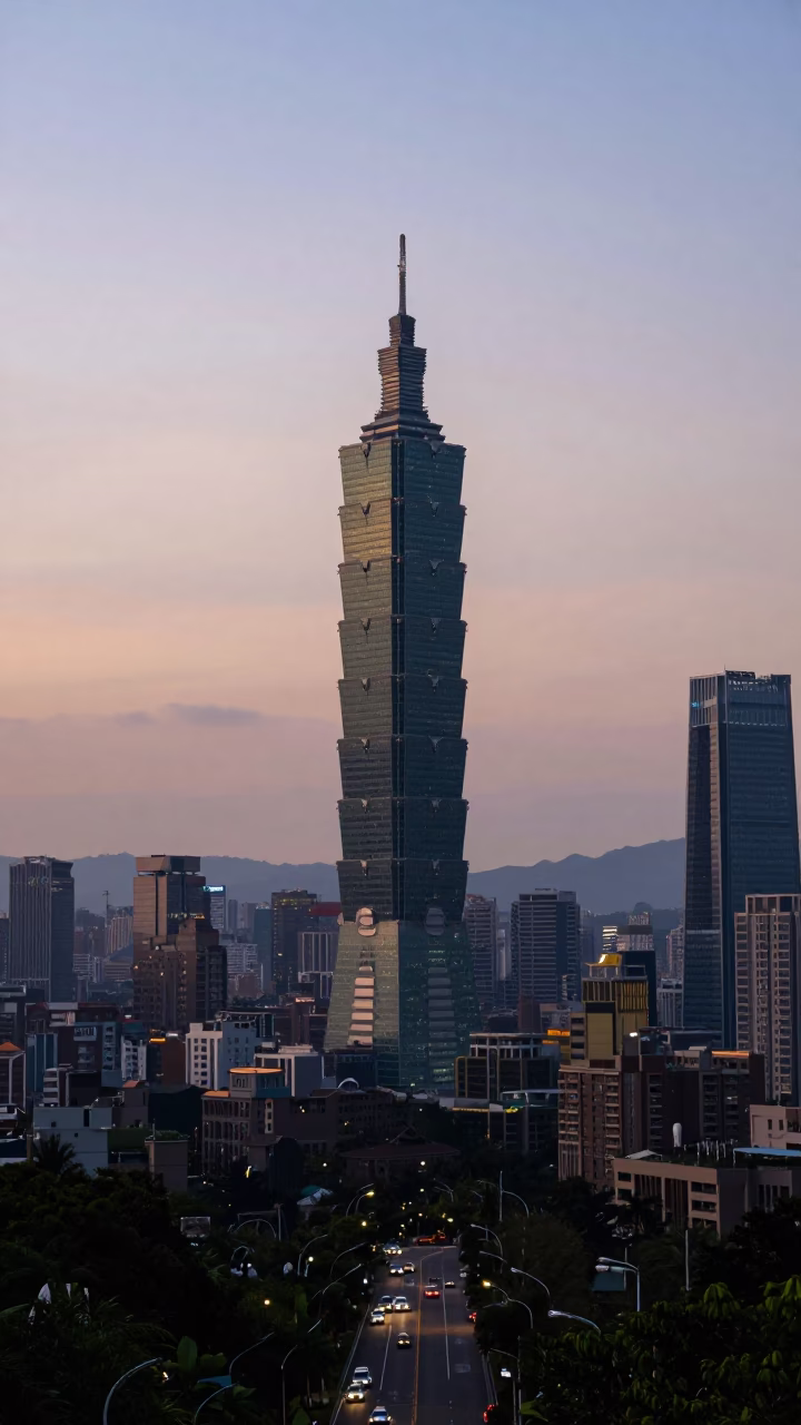 Hillside Street in Taipei at The Early Evening Light in in Taipei, Taiwan