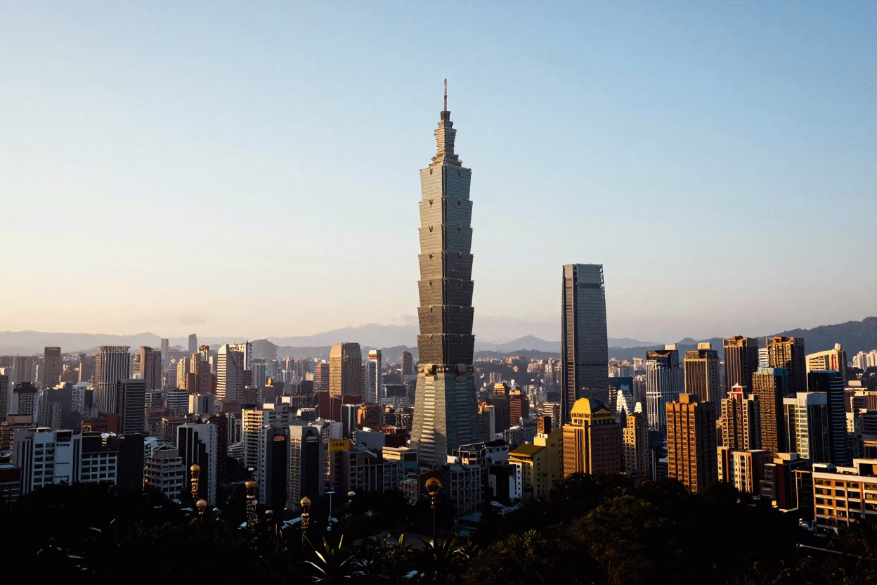 Hilltop Park in Taipei at First Light Of Dawn in in Taipei, Taiwan
