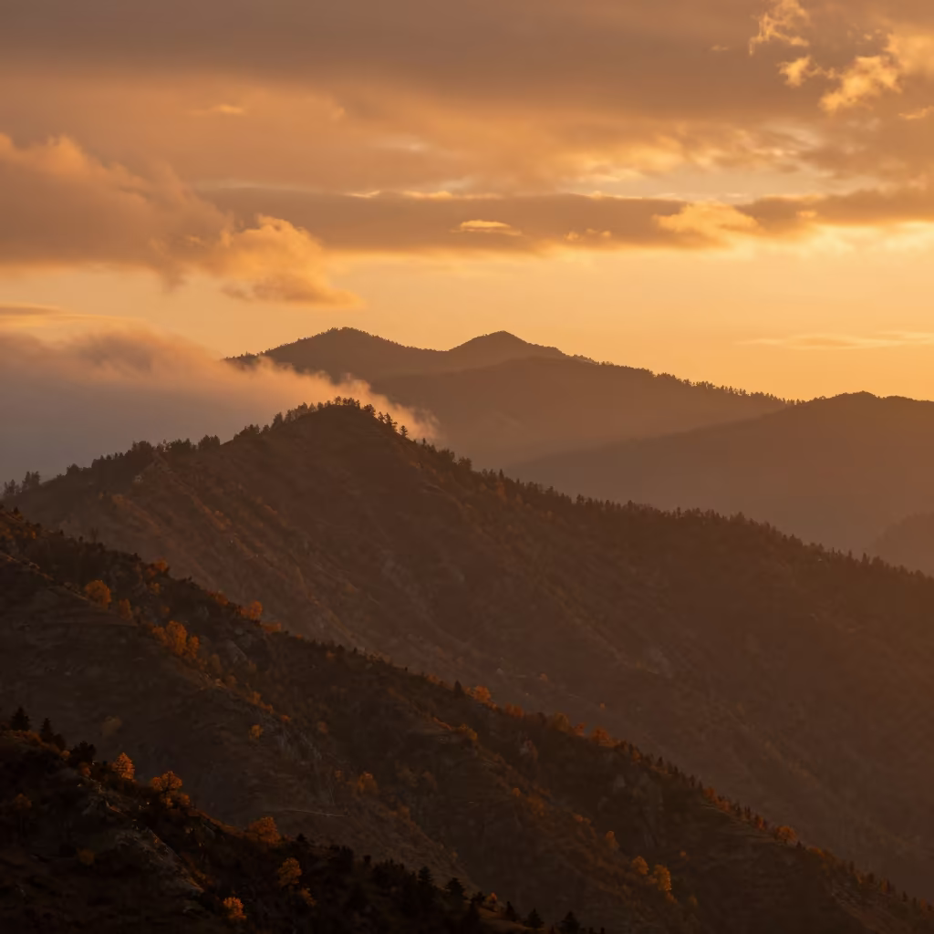 Himachal Pradesh Sunset Orange Layers Sky in in Himachal Pradesh