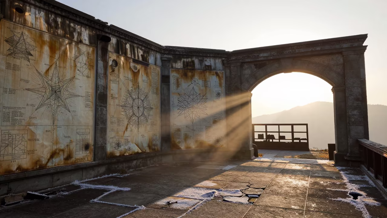 Himalayan Observatory Library Ruins at Dawn in in the Himalayas