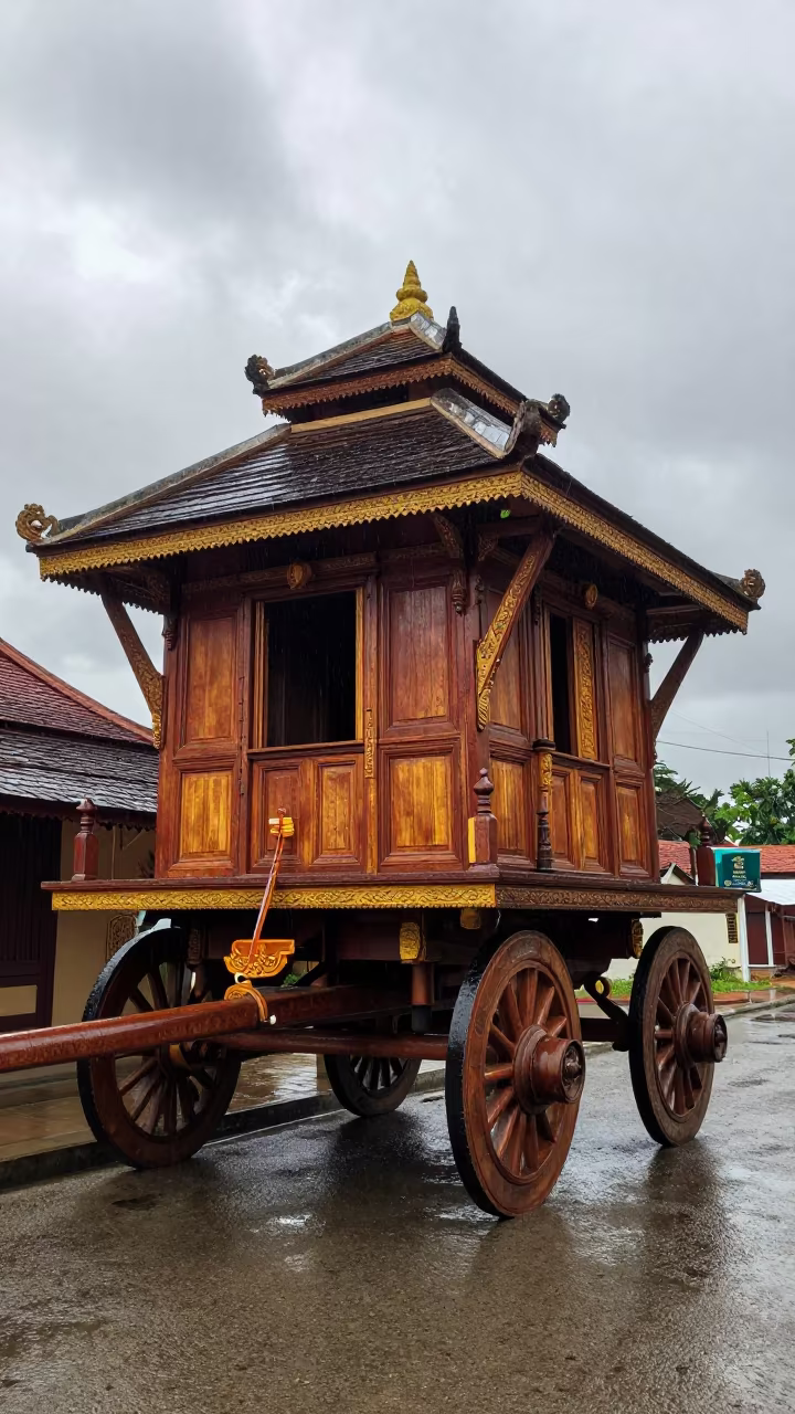 Hindu Chariot Procession Battambang Pagoda in beneath a pagoda roof in Battambang