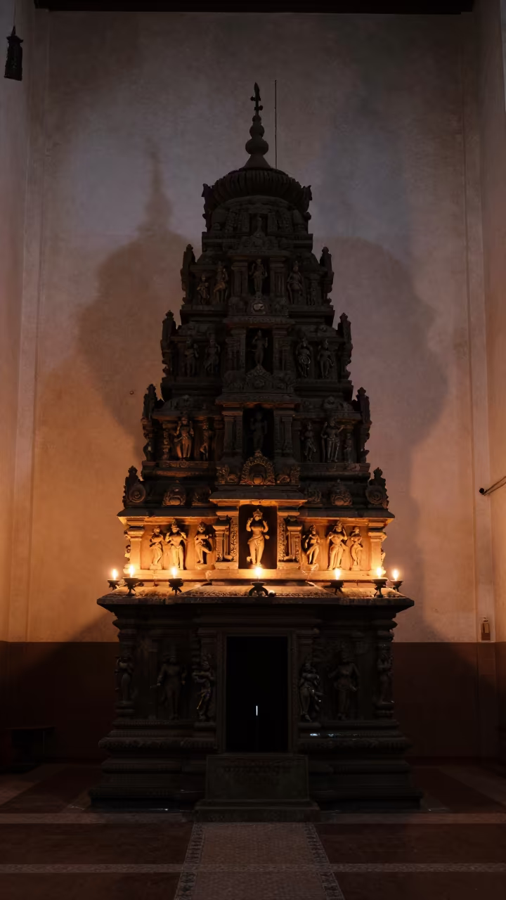 Hindu Temple Tower Silhouette in Tijuana Mosque in in a mosque prayer hall in Tijuana