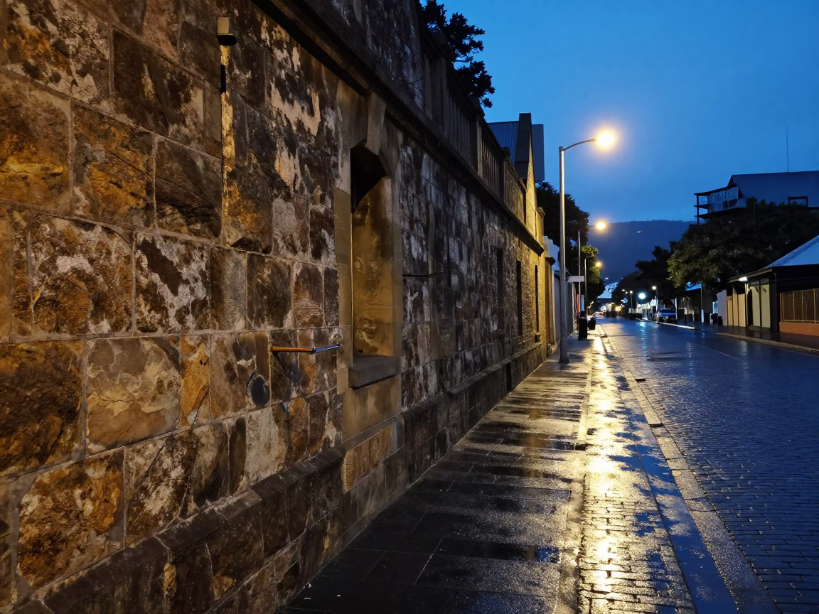 Hinge Detail in Hobart at Blue Hour in in Hobart, Tasmania, Australia