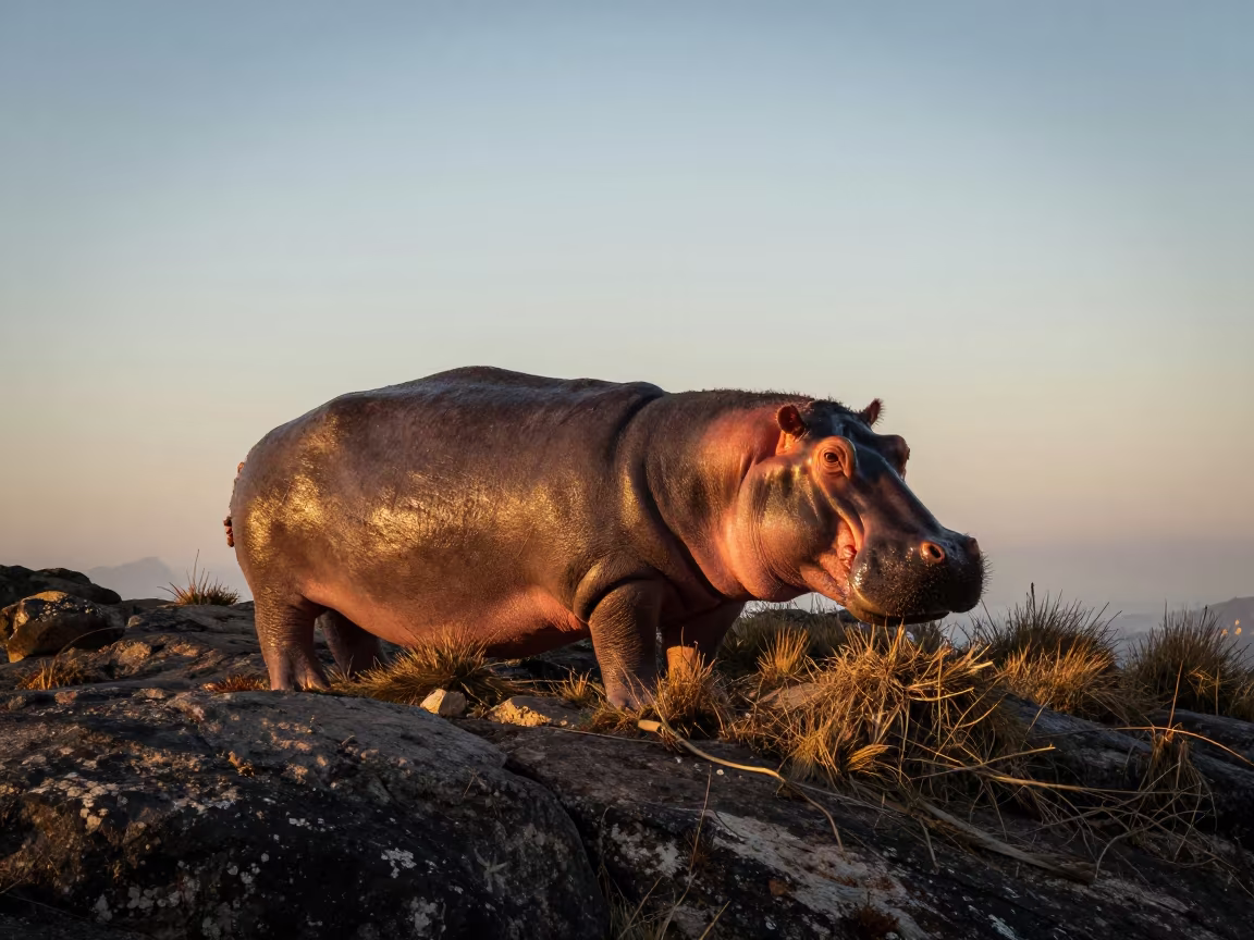 Hippo Pod Sunset on Rio Wind Scoured Ridge in on a wind-scoured ridge near Rio de Janeiro