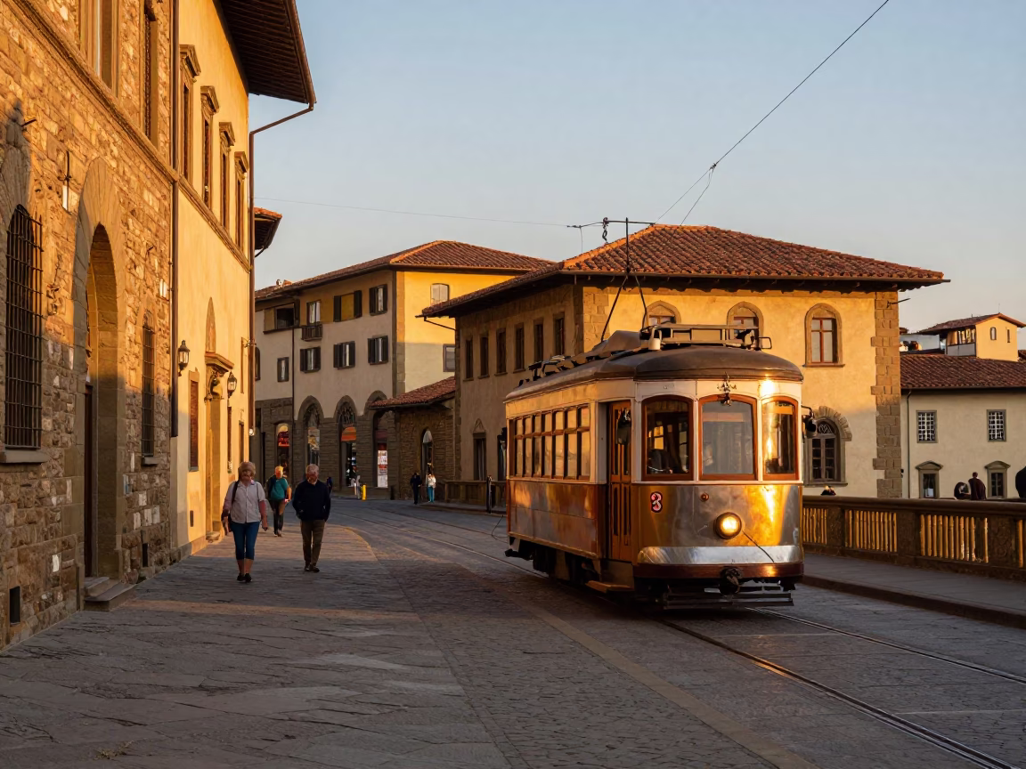 Historic Architecture And Cobblestone Streets in Florence in in Florence, Italy