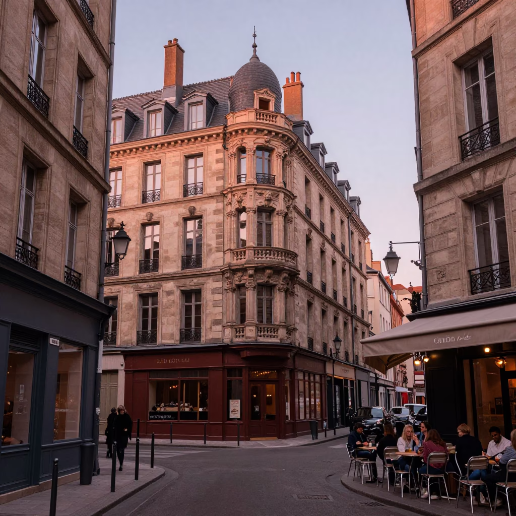 Historic Architecture And Street Life in Lyon in in Lyon, France