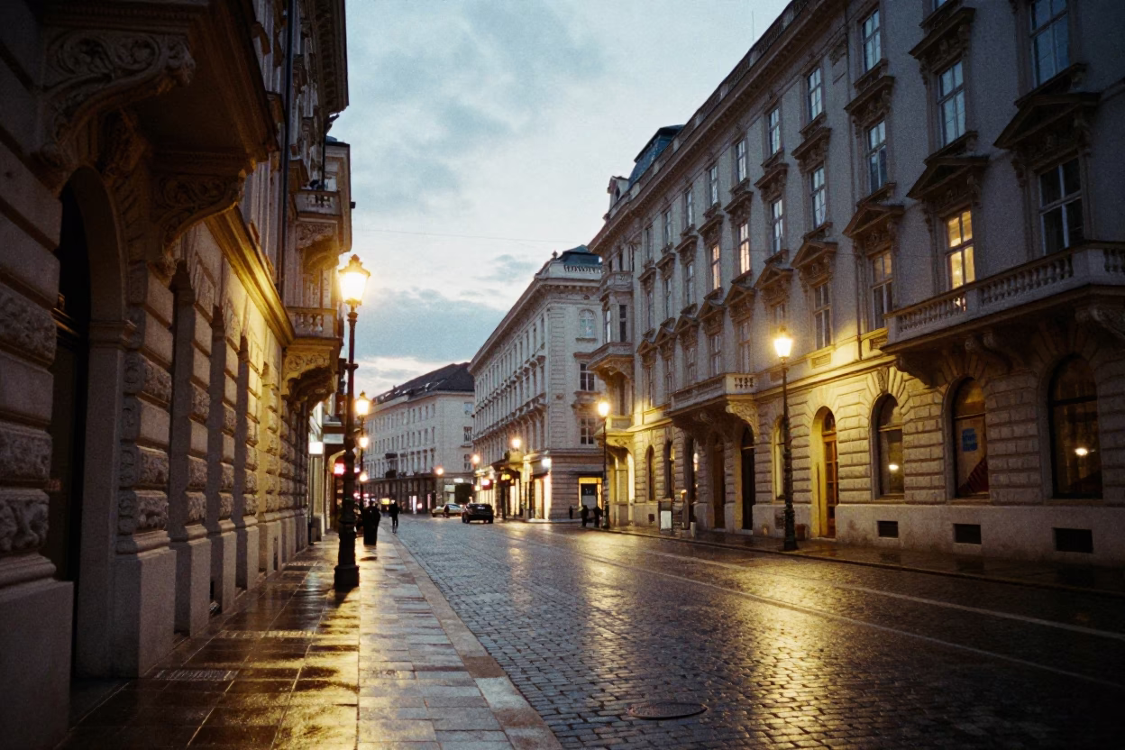 Historic Architecture And Urban Landscape in Vienna at Twilight in in Vienna, Austria