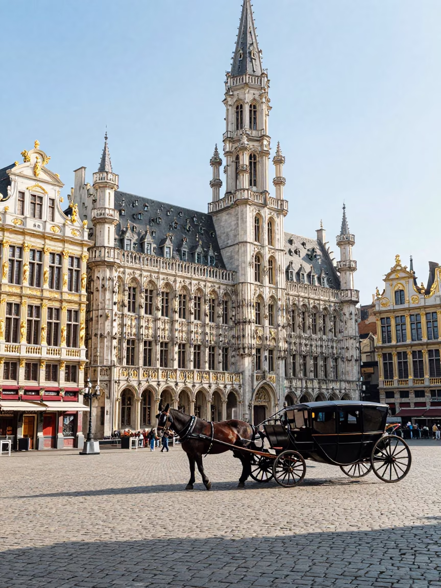Historic Architecture at Bright Midmorning Light in Brussels in in Brussels, Belgium