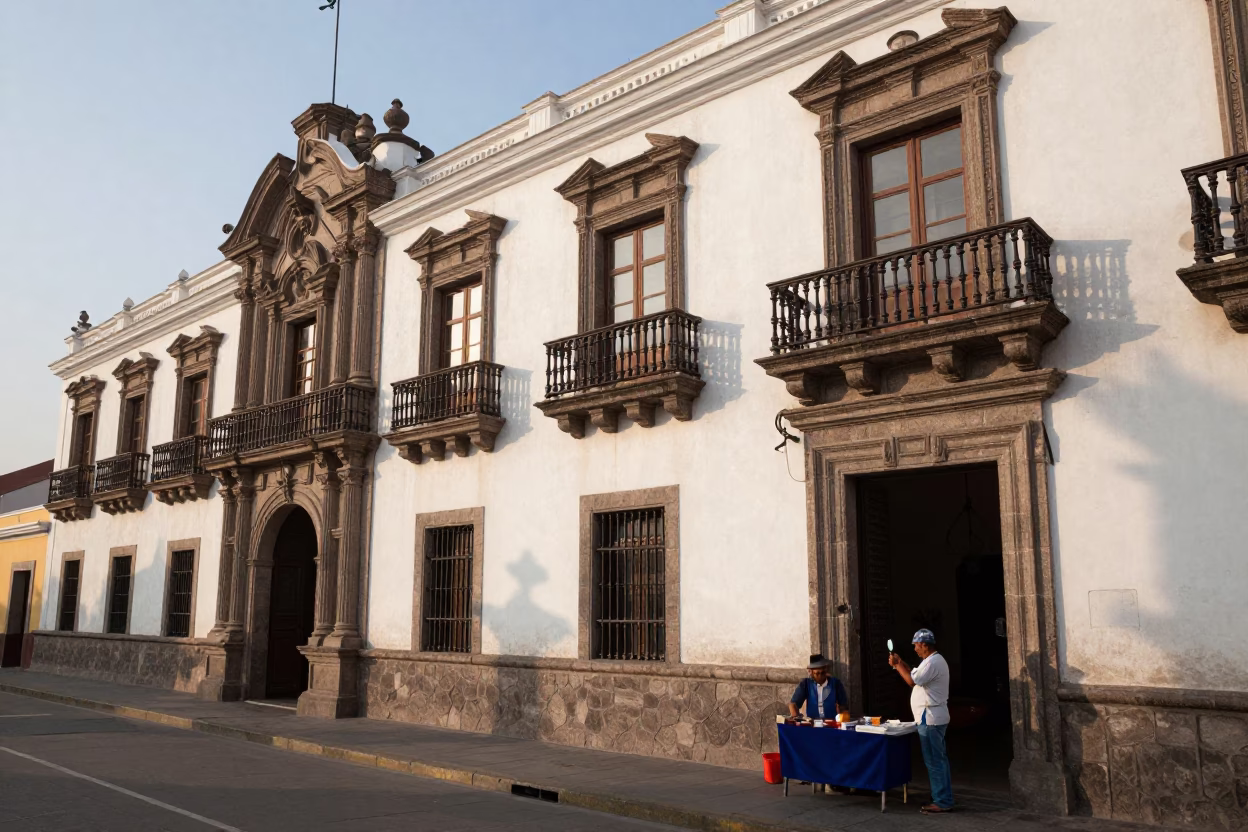 Historic Architecture just after sunrise in Lima in in Lima, Peru