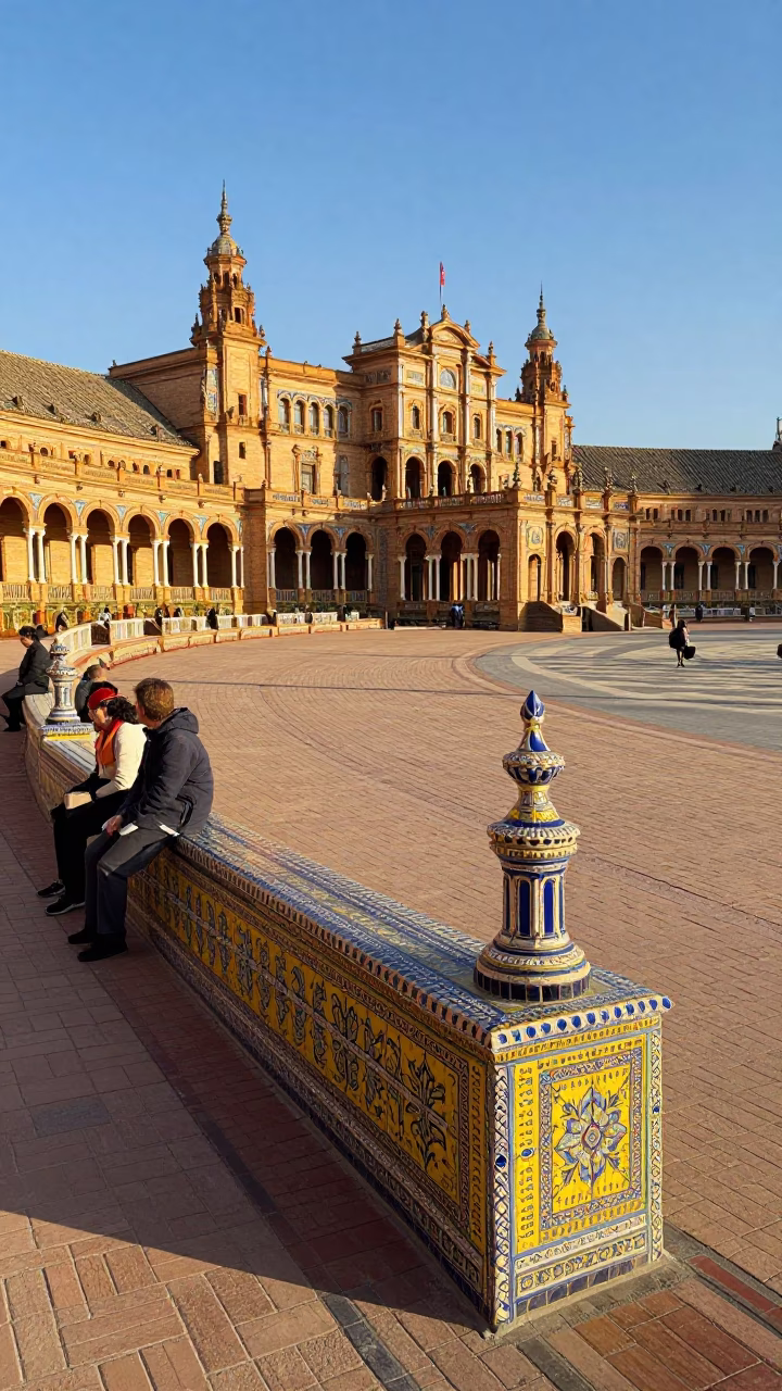 Historic Architecture just after sunrise in Seville in in Seville, Spain