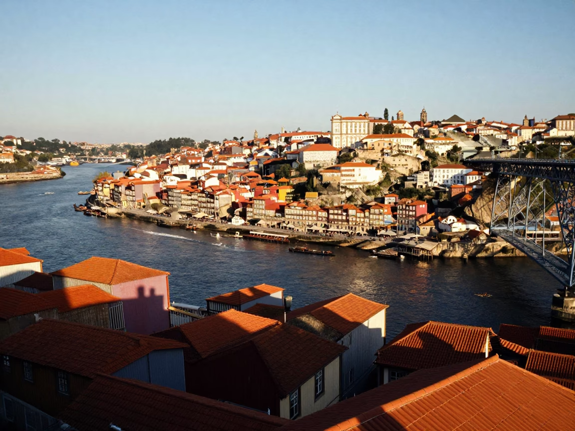 Historic Buildings in Porto at The Late Afternoon Light in in Porto, Portugal