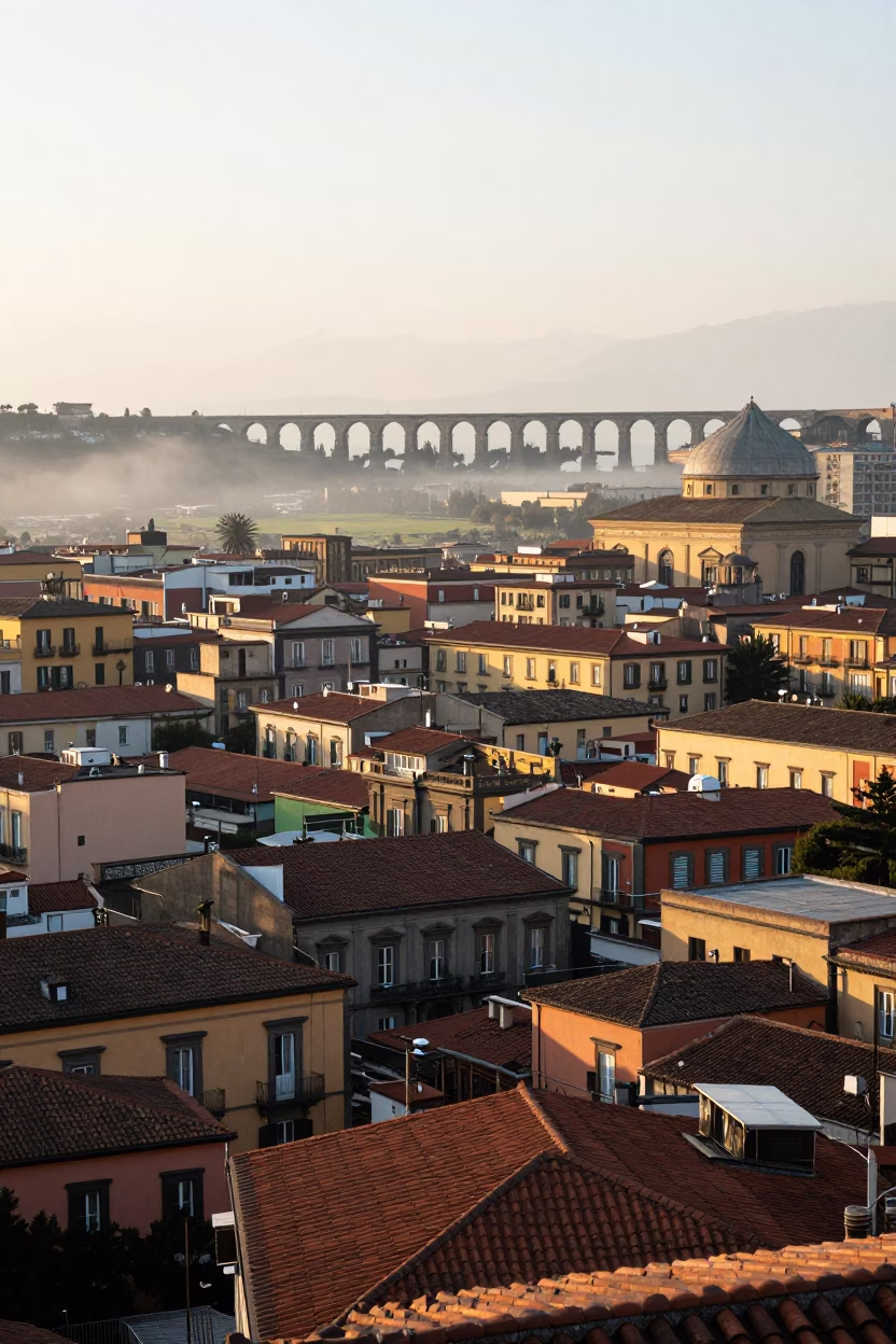 Historic Center just after sunrise in Naples in in Naples, Italy