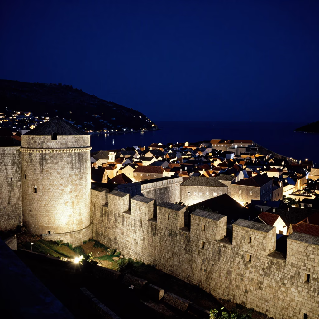 Historic City Walls And Adriatic Sea in Dubrovnik in in Dubrovnik, Croatia