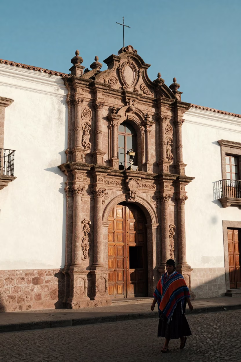 Historic Colonial Street Scene in Quito Ecuador Late Afternoon Light in in Quito, Ecuador