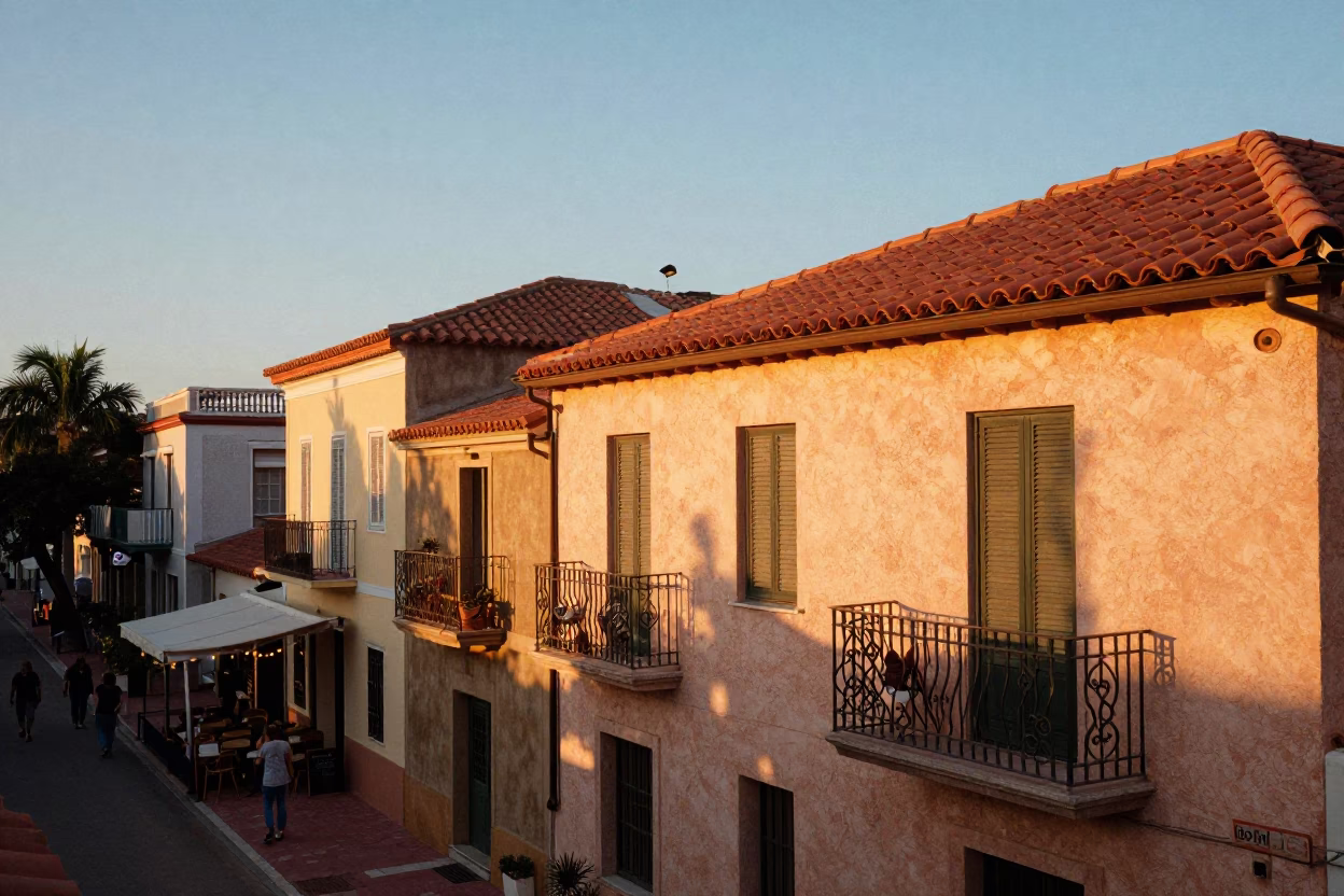 Historic District in Naples at Sunset Light in in Naples, Italy