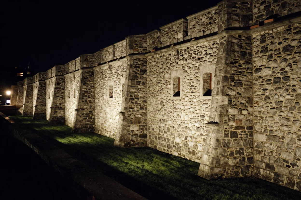 Historic District Stone Walls And Dark Channel in Quebec City in in Quebec City, Quebec, Canada