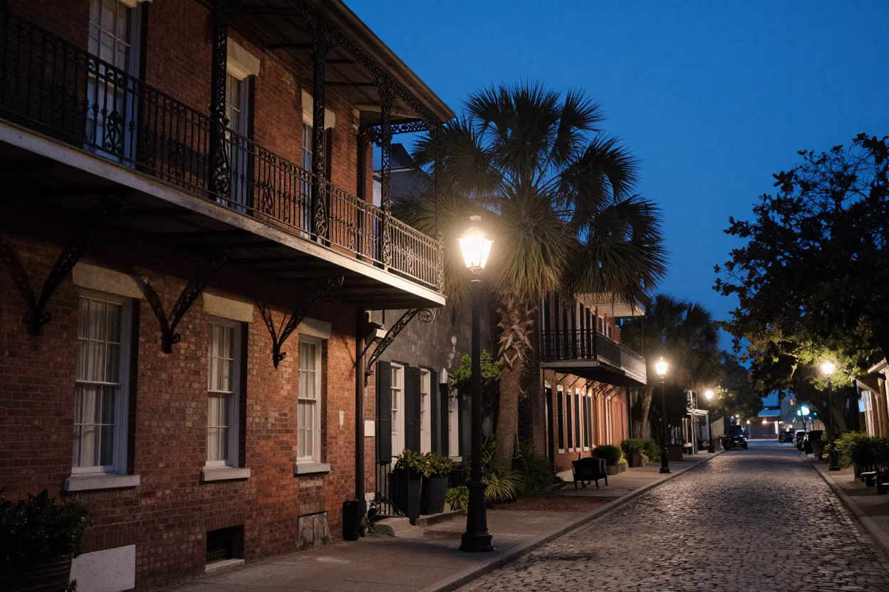 Historic District Street Scene in Charleston in in Charleston, South Carolina, United States