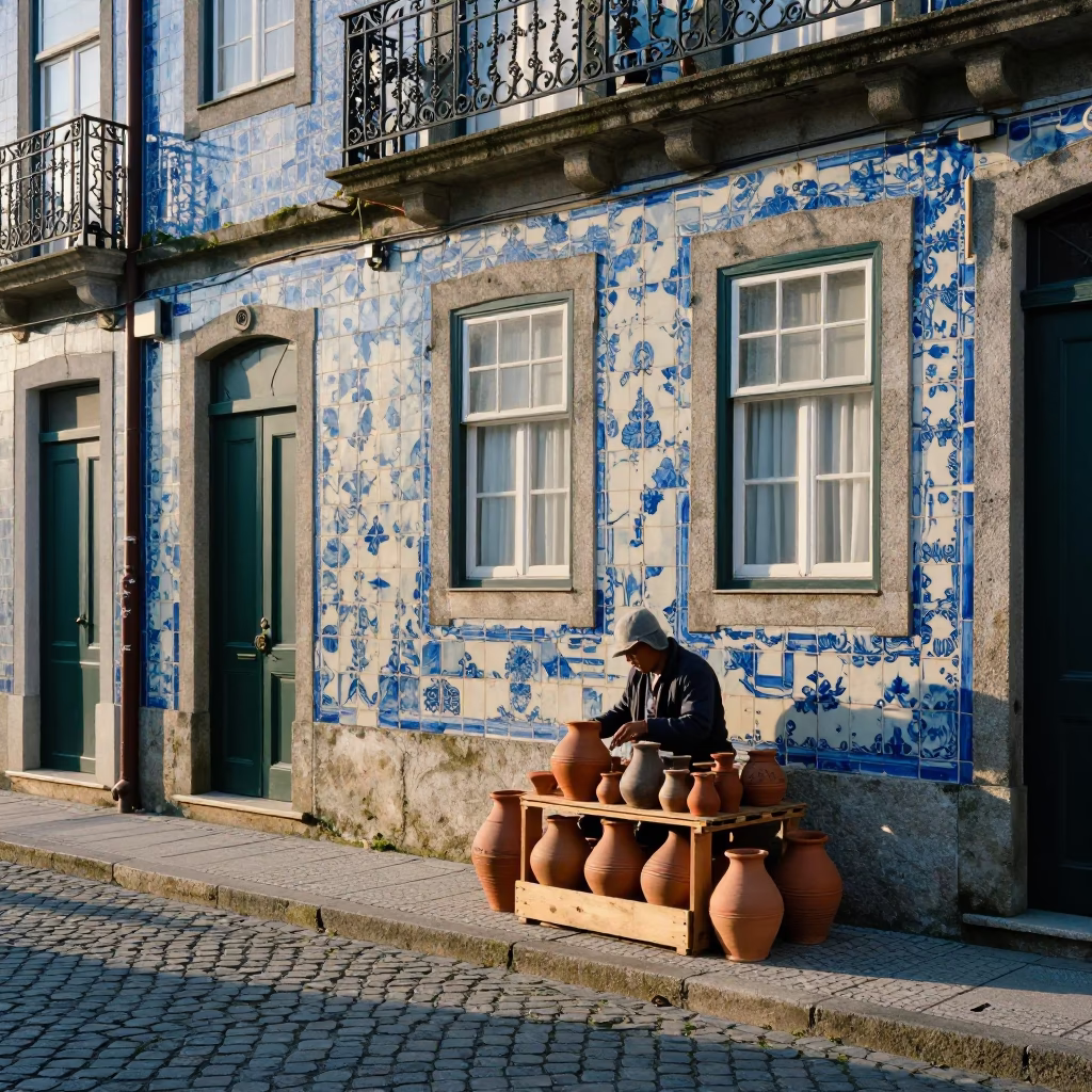 Historic Facades just after sunrise in Porto in in Porto, Portugal