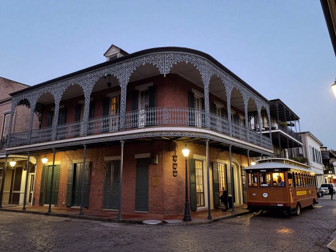 Historic French Quarter Balcony in New Orleans in in New Orleans, Louisiana, United States