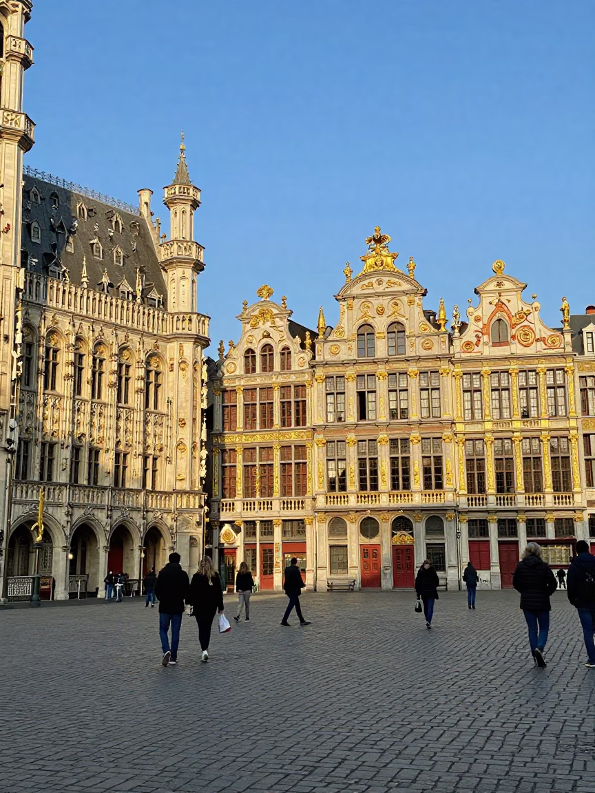 Historic Guildhalls in Brussels at The Early Afternoon Light in in Brussels, Belgium
