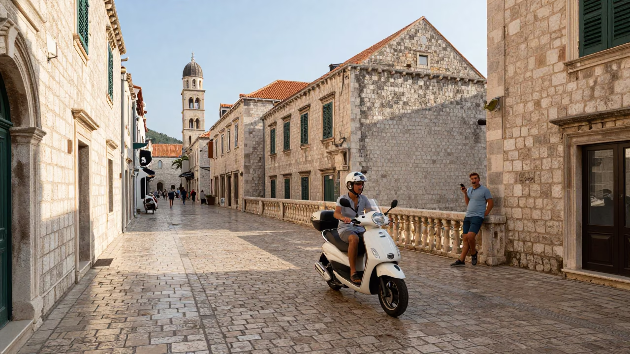Historic Old Town in Dubrovnik at The Late Morning Light in in Dubrovnik, Croatia