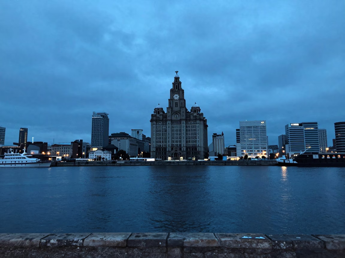 Historic Pier Head And Dockland Waterfront in Liverpool in in Liverpool, United Kingdom