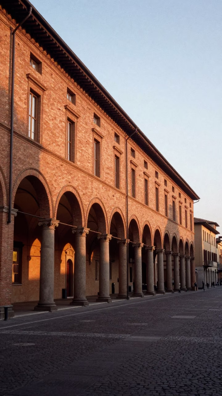 Historic Porticoes And Red Brick Architecture Along Via Indipendenza in Bologna in in Bologna, Italy