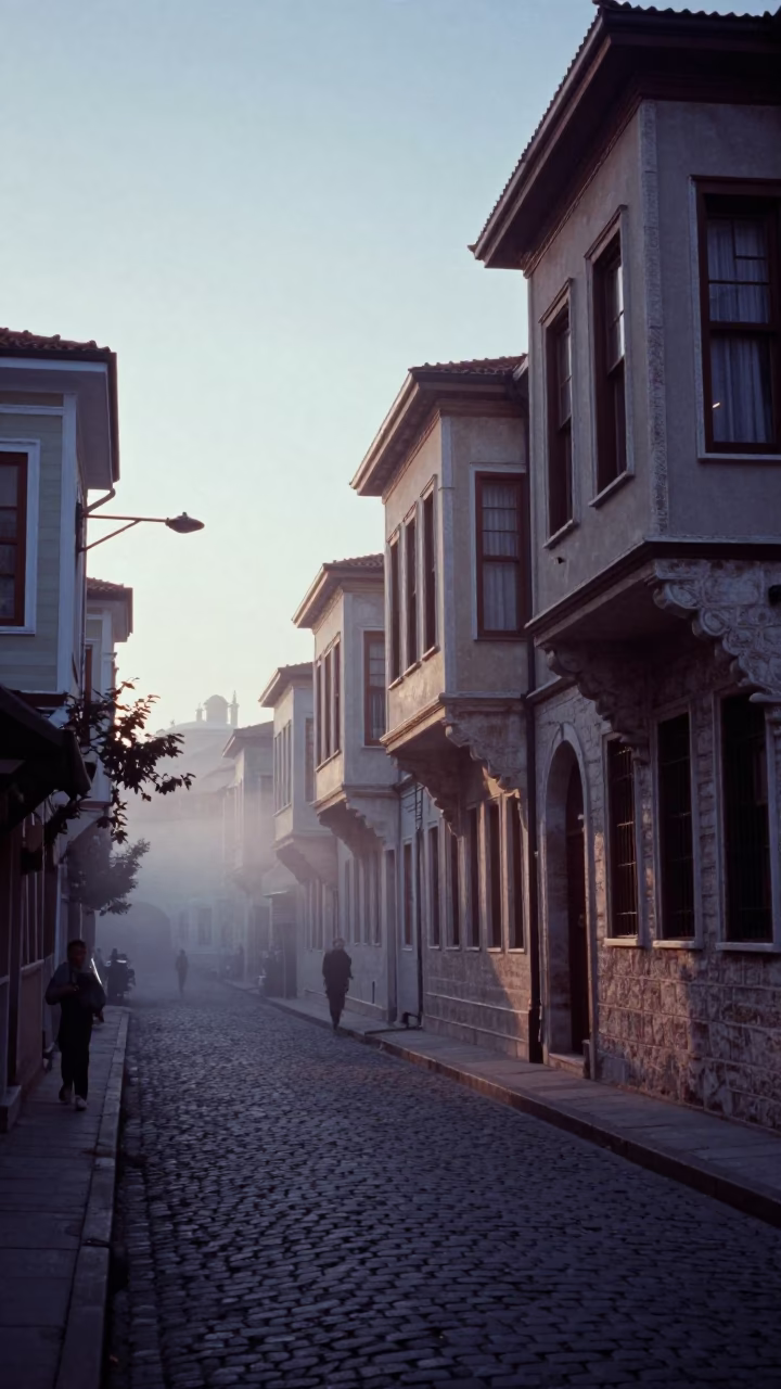 Historic Street in Istanbul at First Light Of Dawn in in Istanbul, Turkey