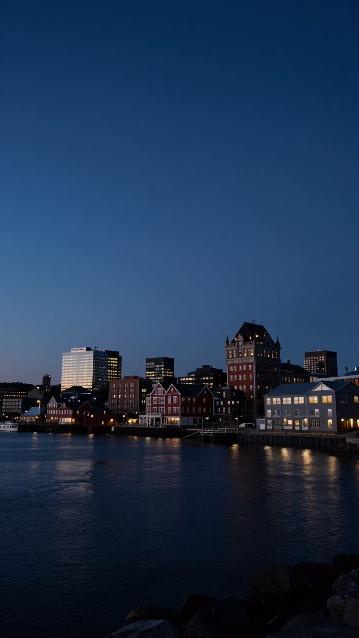 Historic Waterfront District And City Lights in Halifax in in Halifax, Nova Scotia, Canada