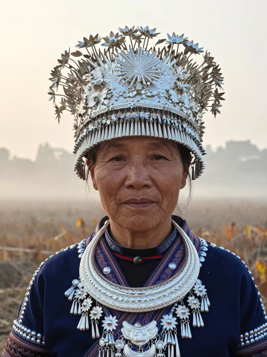 Hmong Woman Silver Headdress Groningen Dawn in in Groningen