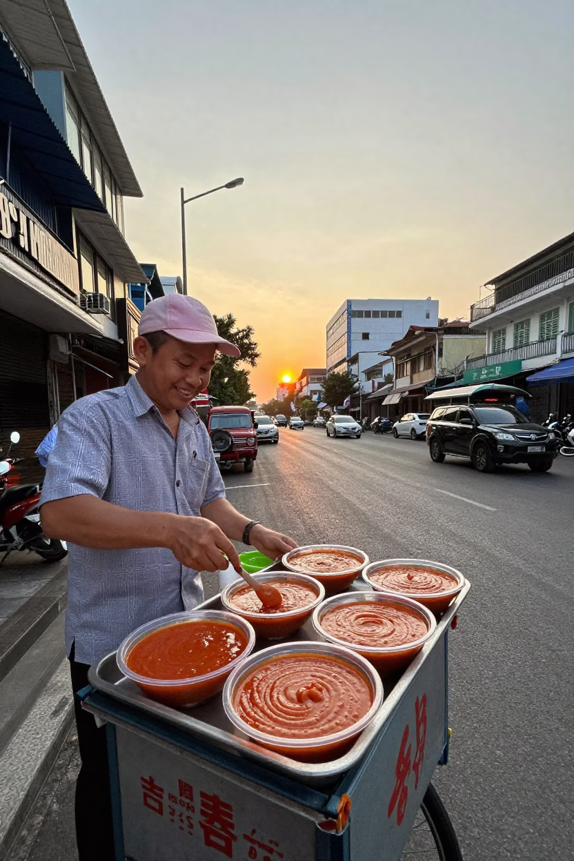 Ho Chi Minh City Dipping Sauce at As The Sun Drops Toward The Horizon in in Ho Chi Minh City, Vietnam
