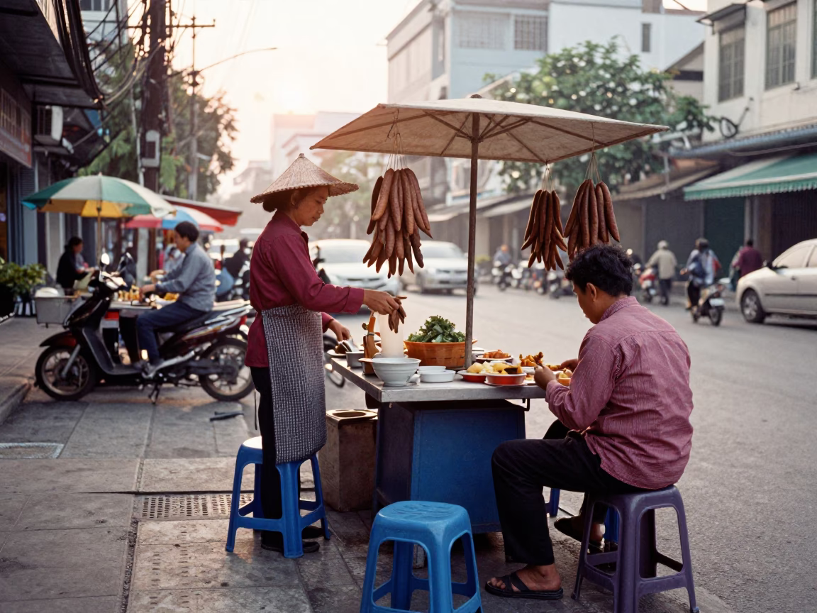 Ho Chi Minh City Food Scene at The Early Morning Light in in Ho Chi Minh City, Vietnam