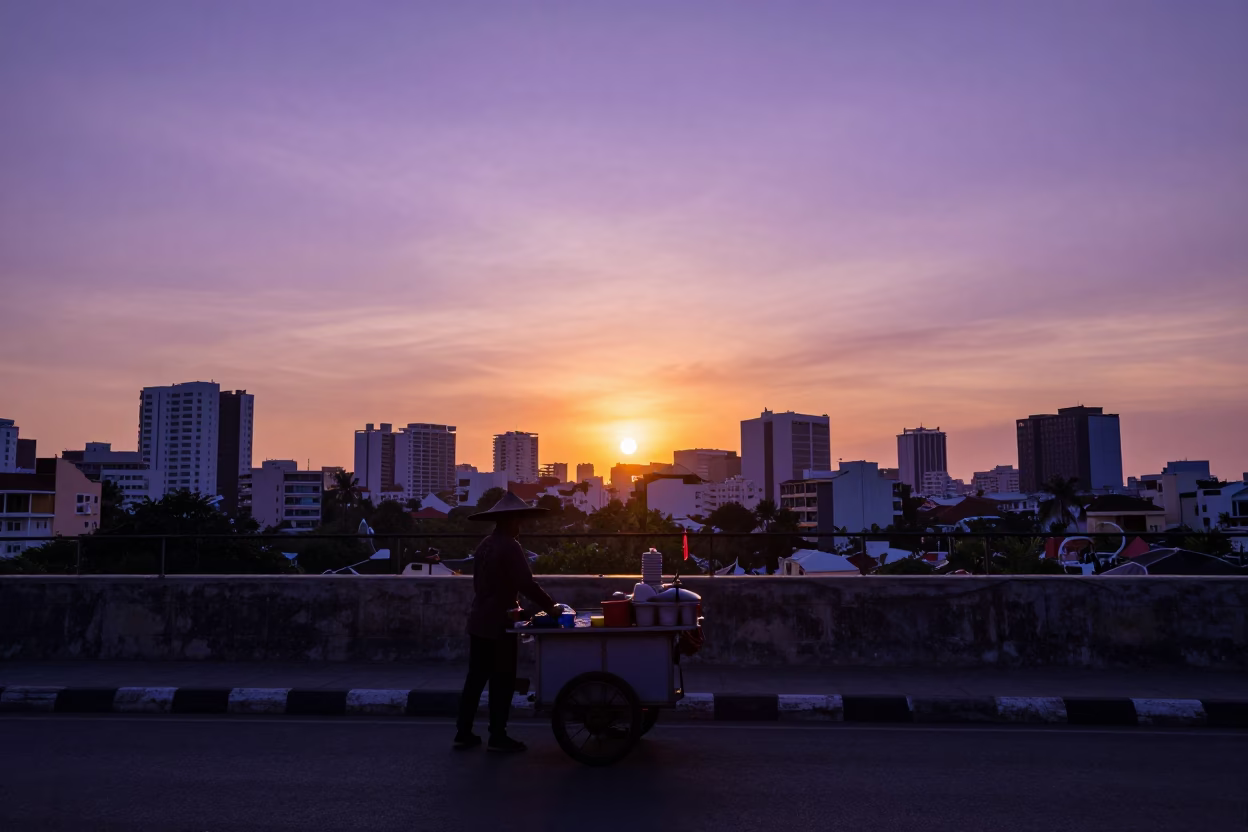 Ho Chi Minh City Golden Sunset at Sunset Light in in Ho Chi Minh City, Vietnam