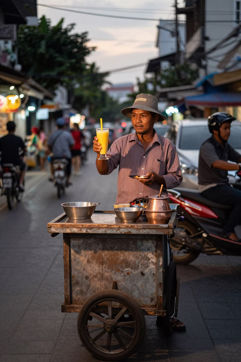 Ho Chi Minh City Mango Lassi at Copper-toned Light Before Dusk in in Ho Chi Minh City, Vietnam