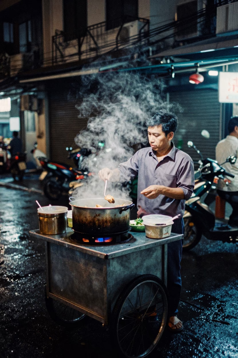 Ho Chi Minh City Piak Sen at Deep In The Night Light in in Ho Chi Minh City, Vietnam