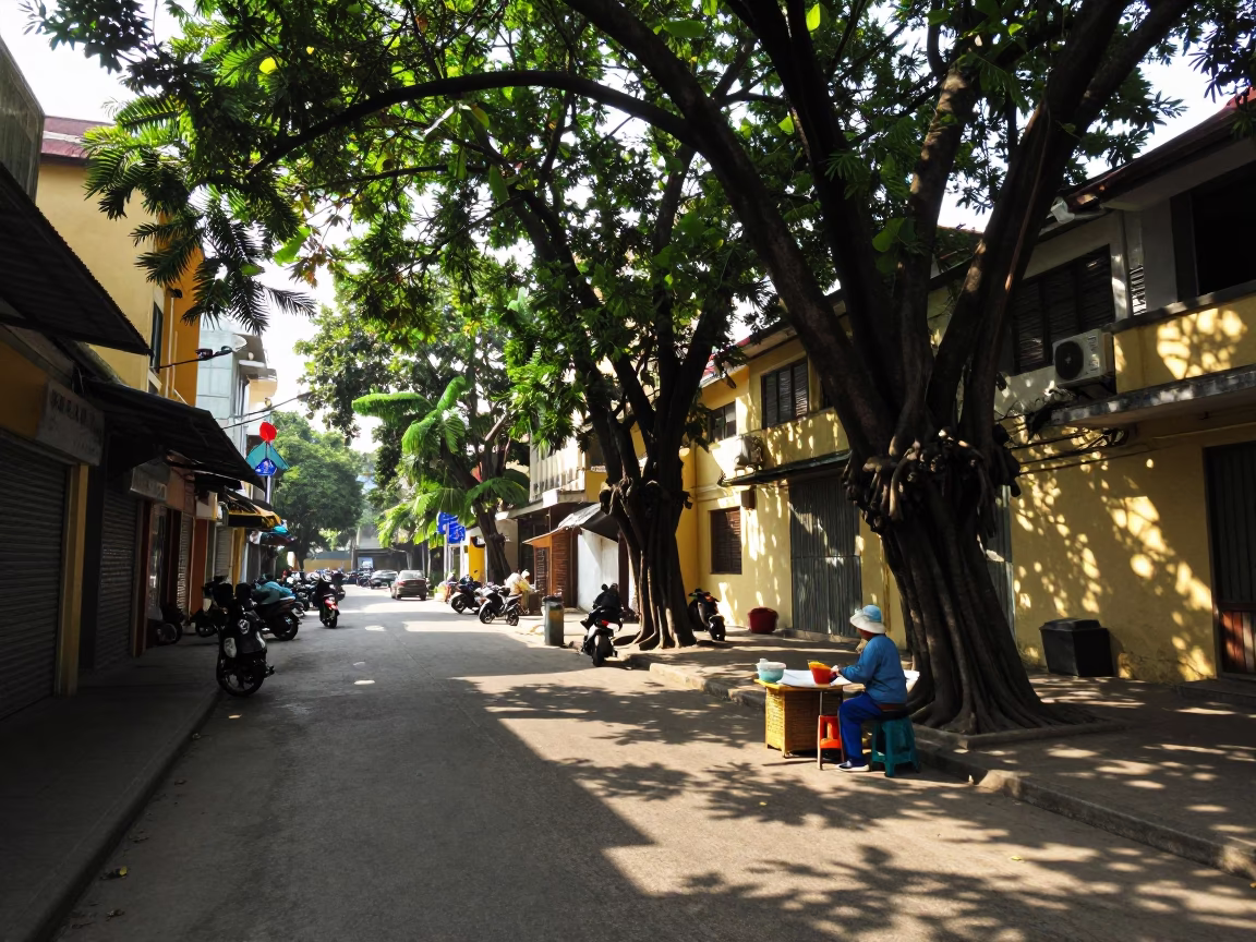 Ho Chi Minh City Street Scene at Clear Late-afternoon Light in in Ho Chi Minh City, Vietnam